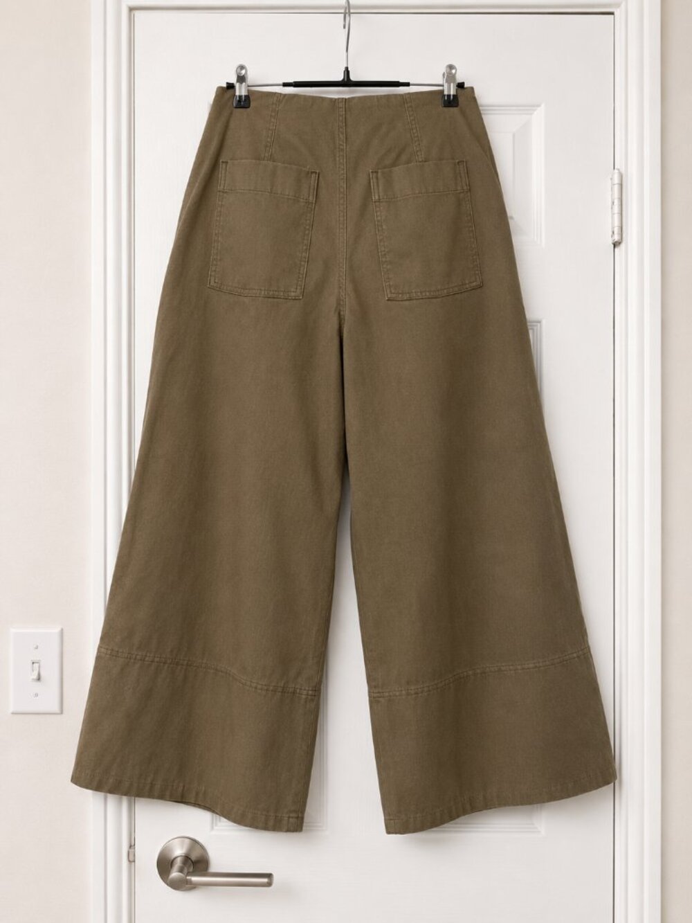 SPANX Olive Green Wide Leg Crop Pants High Rise Pull-On Casual Chic. Size large - Picture 3 of 3
